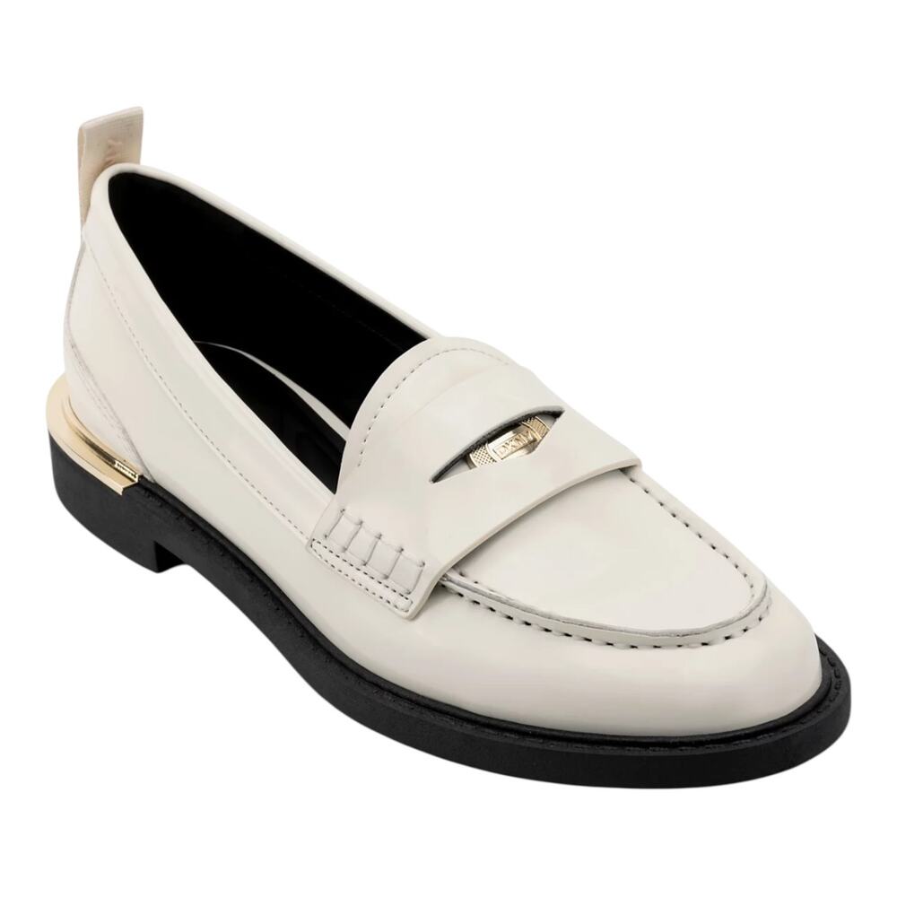 DKNY Women's Raeya Moc Toe Penny Loafers White Size 8